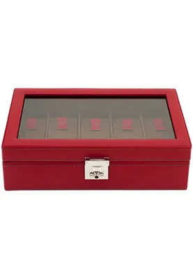 Produktbild von Friedrich Lederwaren Uhrenkasten, Cordoba, Leder, 10Uhren, rot, 26215-4