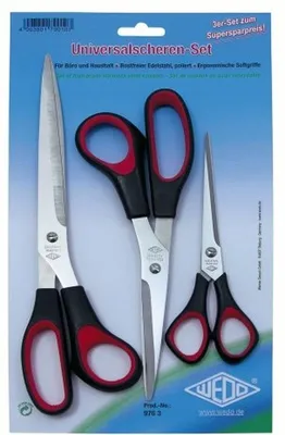 Produktbild von Universalscheren-Set 3 Scheren 16 21 25,5cm schwarz/rot Packung mit 6 Stück