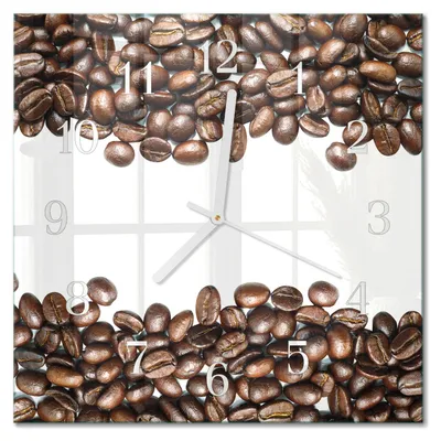 Produktbild von Tulup Glasuhr Wanduhr Küchenuhr Echt-Glas 30x30 cm Modern Dekorativ Geräuschlos Weiße Zeiger - Kaffeebohnen