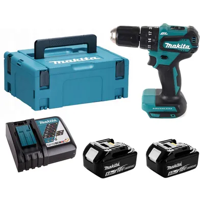 Produktbild von Makita DHP483RTJ, Handbohrmaschine, Schwarz, Blau, 1,3 cm, 3,6 cm, 1,3 cm, 1,3 cm