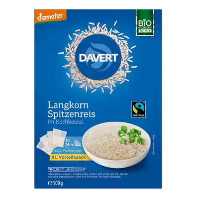 Produktbild von DAVERT Langkorn Spitzenreis, im Kochbeutel, 500g (6er Pack)