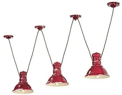 Zdjęcie produktu dla Ferroluce Industrialna ceramiczna lampa sufitowa czerwona okrągła