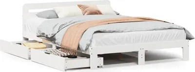 Produktbild von vidaXL Massivholzbett ohne Matratze Weiß 140x200 cm Kiefernholz