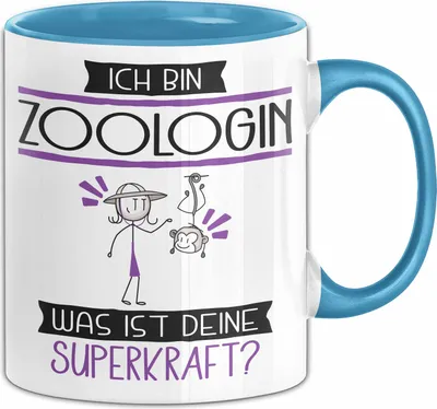 Produktbild von Zoologin Geschenk Tasse Ich Bin Zoologin Was Ist Deine Superkraft Geschenkidee Lustig Geburtstag Weihnachten (Blau)