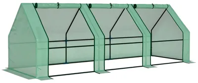 Obrázok produktu pre Tunelový skleník – fóliový tunel 270x90x90 cm – pre rastliny a kvety – s predĺženými okrajmi – dvere s pántmi – armygreen (armádovo zelená)