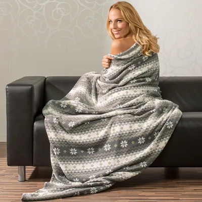 Produktbild von Schneestern Kuscheldecke XXL 200x220 grau/cremewei Polyester  Mikrofaser