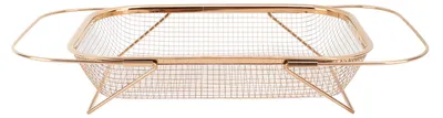 Obrázek produktu pro Nad dřezem Nerezový cedník do kuchyně s držadly, jemné oko, rozšiřitelný, Essentials, obdélníkový, růžové zlato