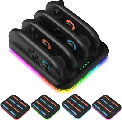 Produktbild von Für Nintendo Switch 2 4-fach Controller Ladestation RGB Schwarz