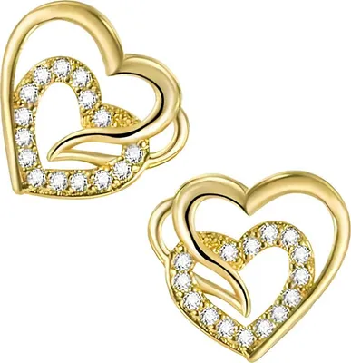 Produktbild von Goldene Ohrringe, Herzohrringe, versilberte Kupferohrringe
