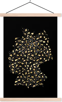 Produktbild von MuchoWow® Textilposter Europakarte - Deutschland - Pantherdruck 60x90 cm mit holzfarbenen Rahmen - Textil