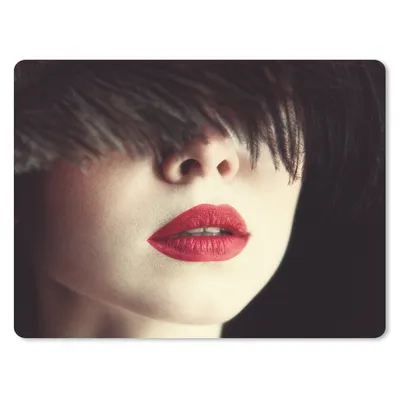 Produktbild von MuchoWow® Mauspad Mousepad Frau - Lippen - Rot - Porträt 23x19 cm - Mousepads - Maus Mat - Pad - Mausunterlage - Schreibtischunterlage - Mauspad