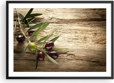 Produktbild von Gerahmtes Poster - Schwarzer Rahmen - Oliv italien aroma diät - 70x50 cm - Wand Bild - Wanddeko - Wandbilder - Wandposter - Bilderrahmen - Bilder - Kunstdruck - Wandbild - P2BAA70x50-2420
