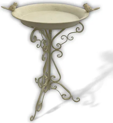 Produktbild von Vogeltränke Vogelbad Garten Vogelbecken Vogel Tränke aus Metall 75cm cremeweiss