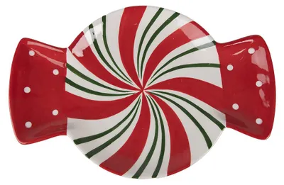 Image de Clayre & Eef Assiette plate 32x21x3 cm Rouge Blanc Céramique