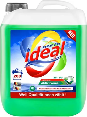 Produktbild von 10 Liter ( 1 x 10 Liter ) ideal Flüssigwaschmittel Universal Konzentrat Grün mit Aktiv-Formel