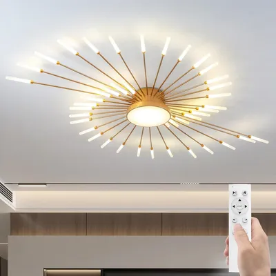 Produktbild von RRBEST Modern Deckenleuchte Mit Fernsteuerung, LED Deckenleuchte Dimmbar,Modern Design Schlafzimmerlampe, Wohnzimmerlampe für Schlafzimmer Esszimmer R