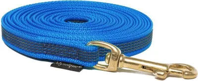 Produktbild von Mystique® Gummierte Schleppleine 15mm mit Handschlaufe Messing Karabiner blau 7,5m