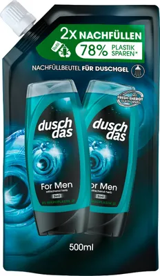 Produktbild von Duschdas for Men Nachfüller 3 in 1 Duschgel und Shampoo 500 ml