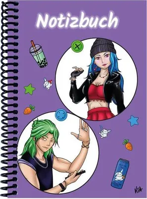 Produktbild von A 5 Notizbuch Manga Quinn und Enora, lila, blanko