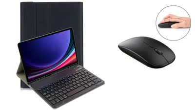 Produktbild von 3in1 Bluetooth Tastatur (Weiß) + Maus + Cover für Samsung Galaxy Tab S9 2023 SM-X710/X716B/X718U Tab S9 FE SM-X510/X516 11 Zoll Case Schutz Hülle Tasche Keyboard