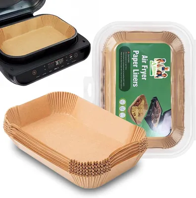 Produktbild von 100 Stück Backpapier für die Heißluftfritteuse, Heißluftfritteusenpapier 28 cm x 15 cm, kompatibel mit Ninja Airfryer AG551EU, AG651EU, Zubehör für Heißluftfritteusen.