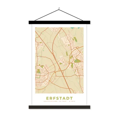 Produktbild von MuchoWow® Textilposter Erfstadt - Karte - Stadtplan - Vintage 120x180 cm mit schwarzem Rahmen - Fotos