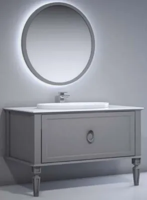 Produktbild von Casa Padrino Luxus Barock Badezimmer Set Matt Grau / Weiß - 1 Barock Waschtisch mit Keramik Waschbecken & 1 Barock LED Wandspiegel - Barock Badezimmer Möbel