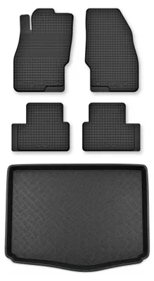 Productafbeelding van Rubberen automatten + kofferbakmat voor Alfa Romeo MiTo 2008-2019 – 5-delig, zwart, op maat – Wielganizator Semi-Universal