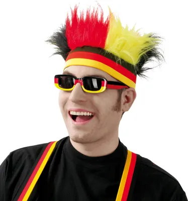 Produktbild von Deutschland Fan Stirnband mit Deutschland Haaren EM WM Schwarz Rot Gold