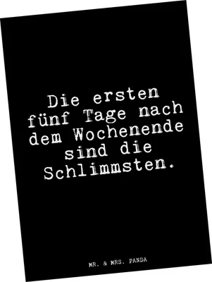 Produktbild von Mr. & Mrs. Panda Postkarte Die ersten fünf Tage... - Schwarz - Geschenk, Grußkarte, Sprüche, Glizer Spruch Weisheiten Zitate Lustig Weisheit Worte, Postkarten, Fotokarte