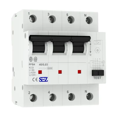 Produktbild von SEZ Fi-Schalter 40A 30mA 4p 10kA TypA 0090684 FI-Schutzschalter 5432