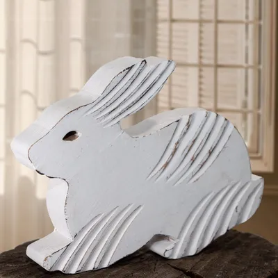 Produktbild von Holzfigur, Hase, Groß, Weiß, Tiere, Tierfiguren, Dekoration