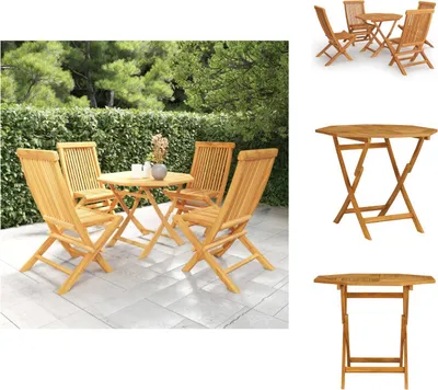Produktbild von vidaXL 5-tlg. Garten-Essgruppe Massivholz Teak -  Gartenmöbel-Sets