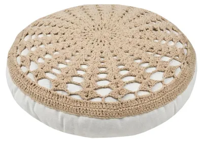 Produktbild von Stoff Textil Bodenkissen Mekong - rund - beige - Baumwolle - 45 x 8 cm - Extra dickes Bodensitzkisse