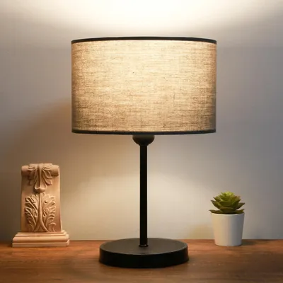 Image de Opviq, lampe de table haut de gamme 100 % métal, anthracite, hauteur 37 cm, abat-jour 24 x 15 cm, câble de 150 cm, douille E27 max. 40 W | Un design élégant pour un intérieur moderne.