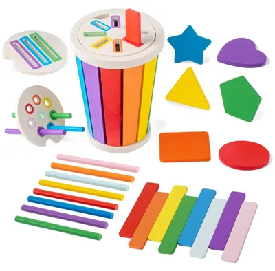 Produktbild von Montessori-Spielzeug, bunt – Lernspielzeug für Kinder von 1-3 Jahren – Sensorisches Spielzeug – Holzspielzeug – Steck- und Sortierspiele – Motorikspielzeug