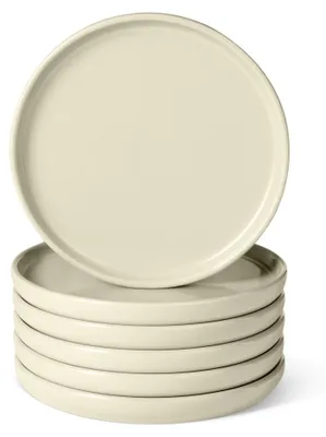 Produktbild von A. Basics Glasierte Steingut-Salatteller, 6-Teiliges Set, Mikrowellen- und Spülm