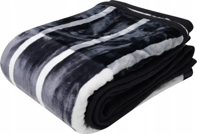 Immagine prodotto di Coperta acrilica 160x200 a righe grafite, spessa e soffice + sacchetto