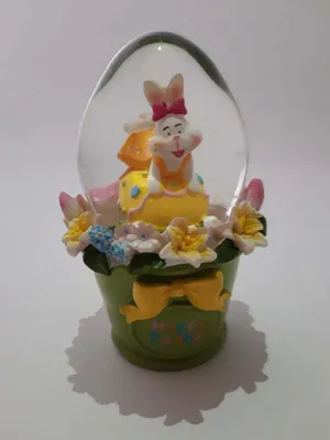 Produktbild von Glitzerkugel Osterei, grün, 12 cm, Ostern Hasen Osterhase Schneekugel Glitterkugel Geschenk Eier