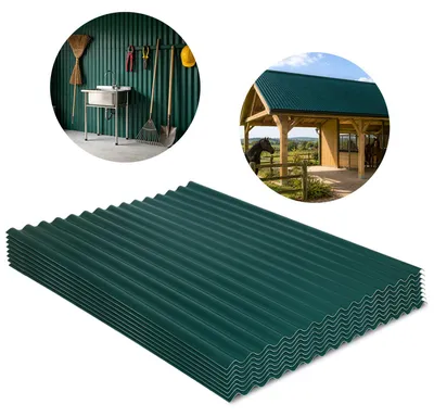 Produktbild von Eikuavons 8x ASA-PVC Wellplatten 1,5mm 117x93cm Dachplatten Dunkelgrün Carport Gartenhaus