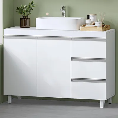 Immagine prodotto di Mobiletti sotto lavabo, armadietto da bagno con 3 cassetti, colore bianco