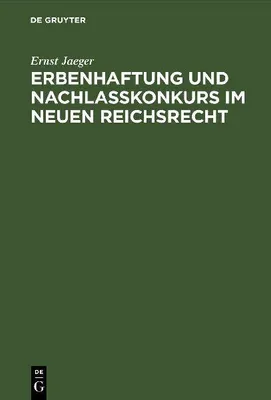 Produktbild von Erbenhaftung und Nachlaßkonkurs im neuen Reichsrecht