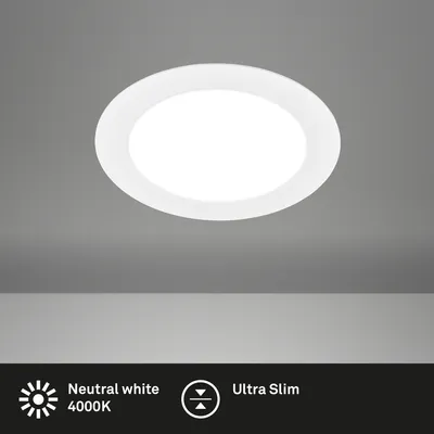 Produktbild von Briloner Jeft 1x LED Einbaustrahler 230V, Flach, 22 cm Durchmesser, Neutralweißes Licht, Weiß, Ø22 x 3 cm