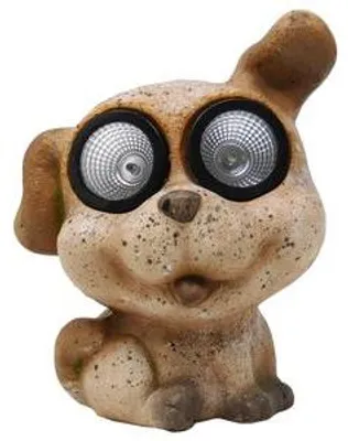 Produktbild von Gartenfigur Hund 2 LEDs Dämmerungssensor Steinoptik Keramik H 20 cm