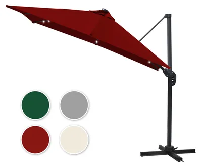 Produktbild von Faziango LED Sonnenschirm Rot – Marktschirm für Terrasse & Balkon, wasserabweisend, mit integrierter Beleuchtung