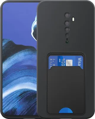 Zdjęcie produktu dla Etui na telefon Oppo Reno 2 z uchwytem na kartę TPU - elastyczne etui na tył z silikonu TPU z kieszenią na kartę - czarne - Smartphonics