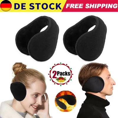 Produktbild von 2X Ohrwärmer für Männer Frauen Klassische Fleece Uni Winter Warme Ohrenschütze