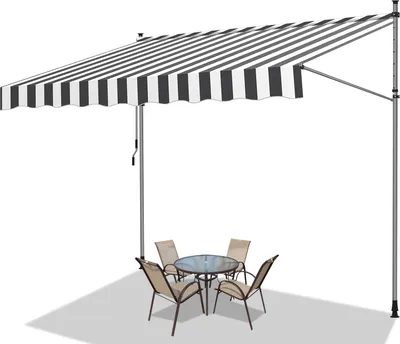 Immagine prodotto di TolleTour Tenda da sole con morsetti Tenda da sole Balcone Resistente ai raggi UV Impermeabile Bianco Grigio 300 cm