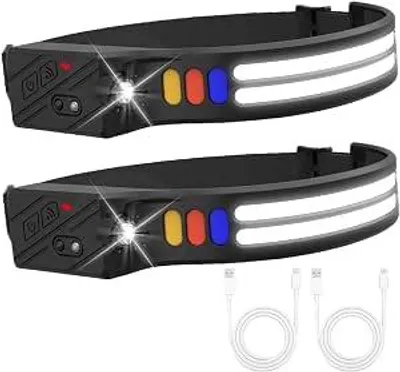 Obrázek produktu pro LED čelovka, nabíjecí – s 9 režimy osvětlení a senzorem – vhodná pro kempování, domácí práce, outdoorové aktivity a turistiku