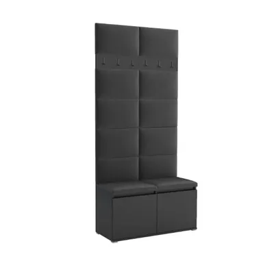 Produktbild von Garderobe LUTON 1 – Farbe Schwarz, moderner Schrank 40x100x213 cm, funktionale Lösung für den Flur, Garderobeschrank, Flurmöbel